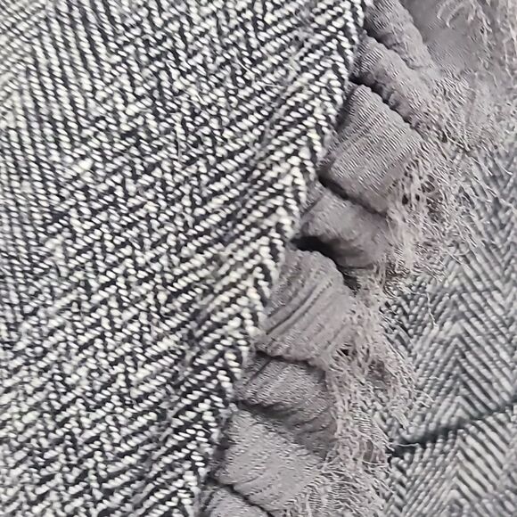 Banana Republic Wool Tweed Herringbone Ruffle Collar Blazer Gray Suit Jacket 0 - Picture 5 of 16